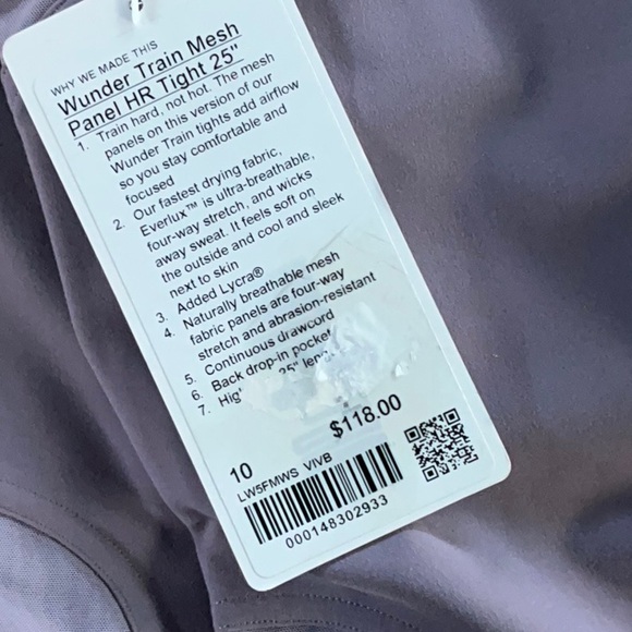 NWT Lululemon Wunder Train Mesh Panal HR Tight 25”  size 12 - Picture 5 of 5